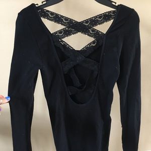 Bebe Tight Black Strappy Lace Back